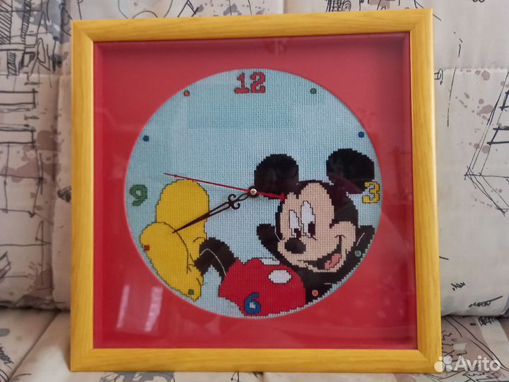 Детские часы вышивка Микки Маус