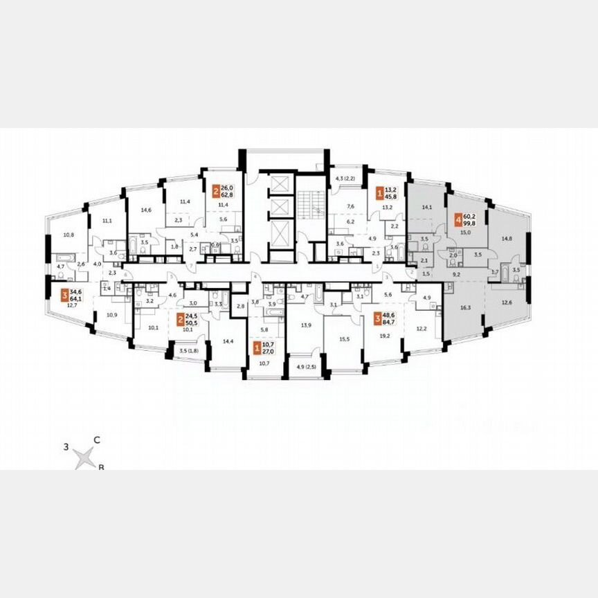 4-к. квартира, 99,8 м², 24/29 эт.