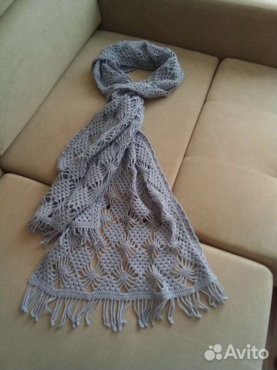 Шарф палантин женский вязаный ручной работы