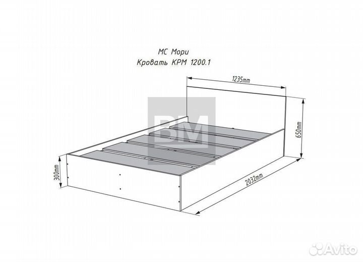 Кровать графит 120х200, полутороспальная