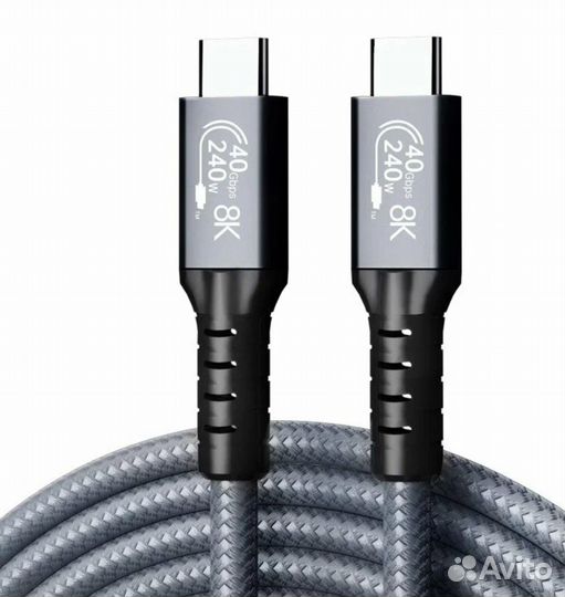 Кабель tubon USB4 Type-C Thunderbolt 4 8K 0.5м