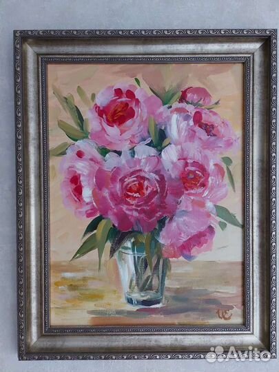 Картины маслом, букеты и пейзажи, в багете