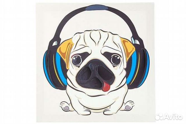 Интерьерная картина Милый пёс в наушниках