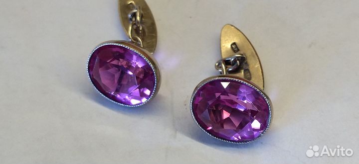 Запонки.серебро 875 проба(звезда) корунд СССР рус