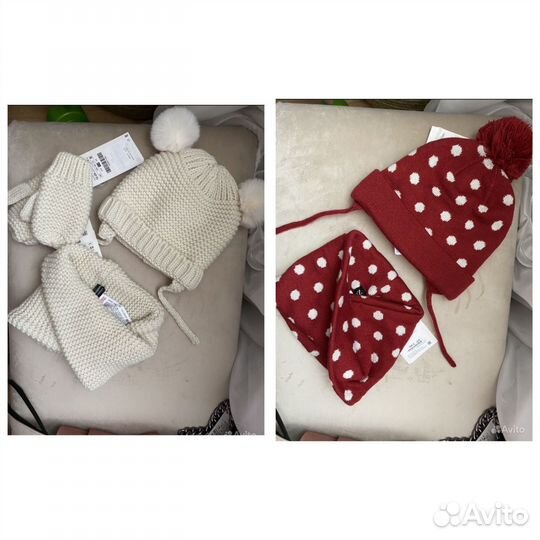 Комплект шапка, шарф, варежки zara