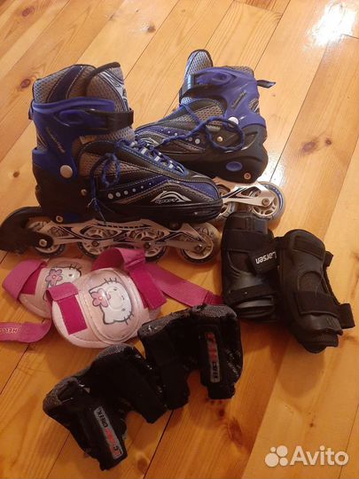 Роликовые коньки и защита размер 32-37