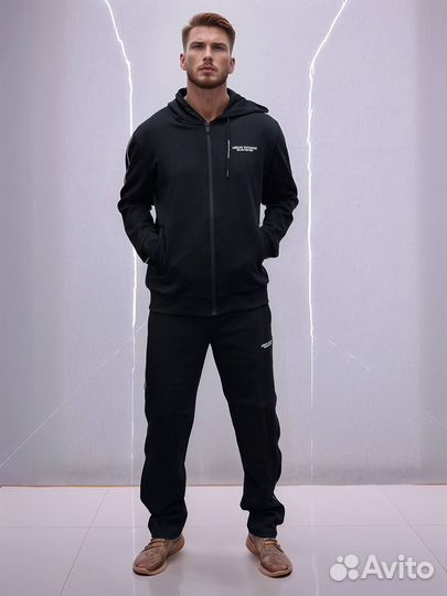 Спортивный костюм Armani черный прямые штаны