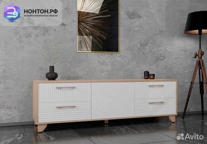 Тв-тумба со створкой Копенгаген дуб сонома / белый