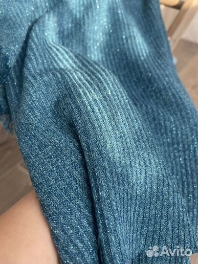 Отрез ткани лапша с люрексом бирюза