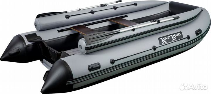 Надувная лодка пвх, RiverBoats RB 370 нднд, ф/б, серо-белый RB370ndfbgw