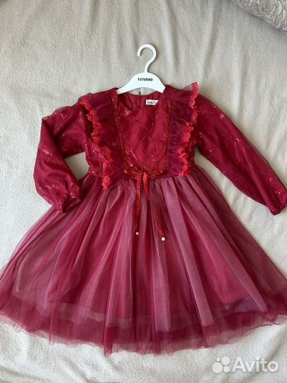 Праздничное красное платье для девочки 128