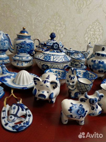 Гжель фарфоровая посуда, фигурки, авторская работа