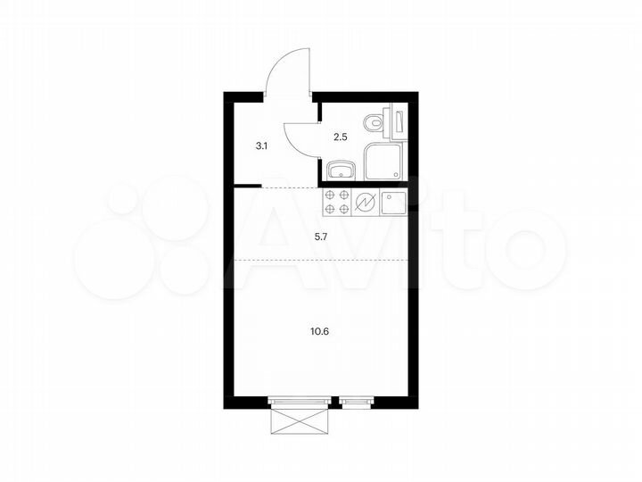 Квартира-студия, 21,9 м², 18/19 эт.