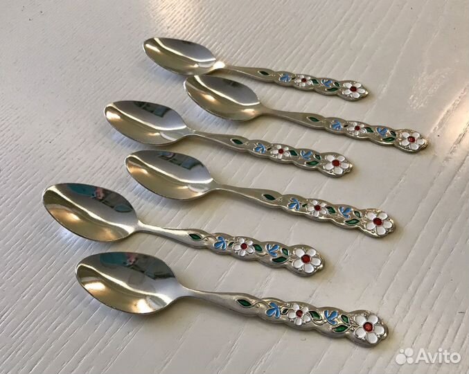 Чайные ложки мельхиор эмали СССР