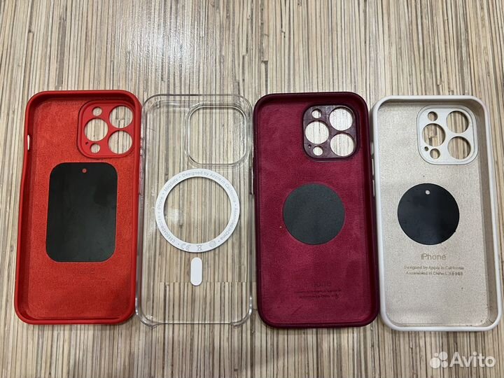 Чехол iPhone 13 PRO (красный, белый и прозрачный)