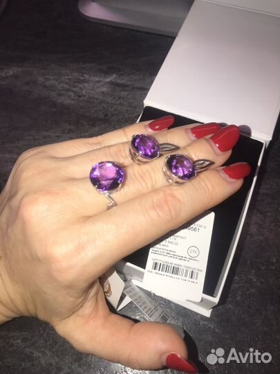 Комплект серебро аметист