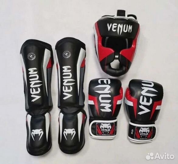 Комплект venum перчатки, шитки, шлем