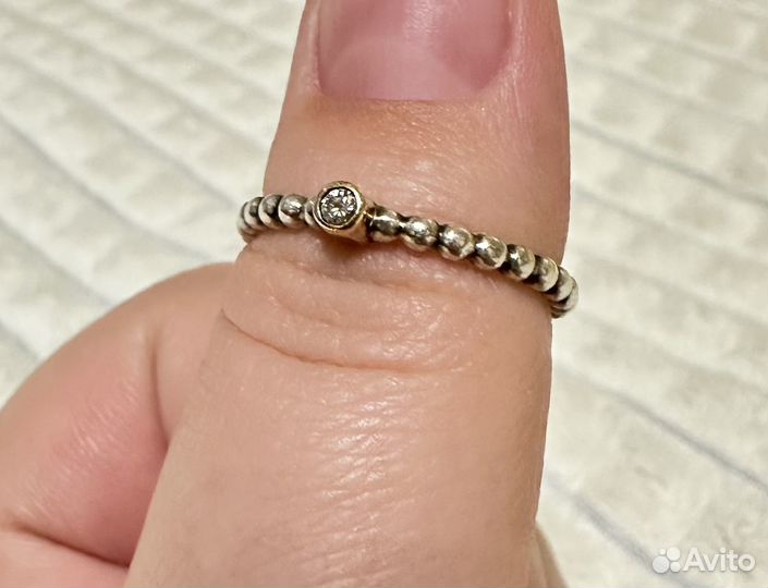 Кольцо pandora с бриллиантом
