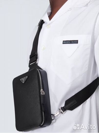 Мужская кожаная сумка Prada