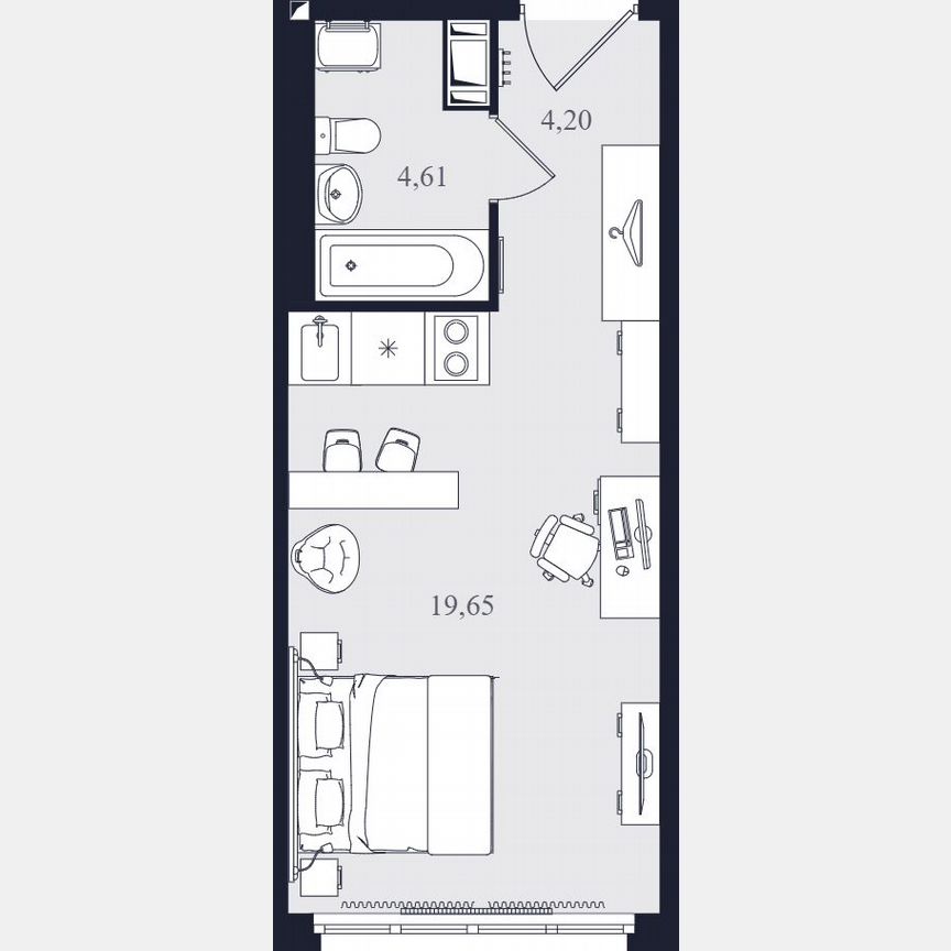 Апартаменты-студия, 28,5 м², 14/24 эт.
