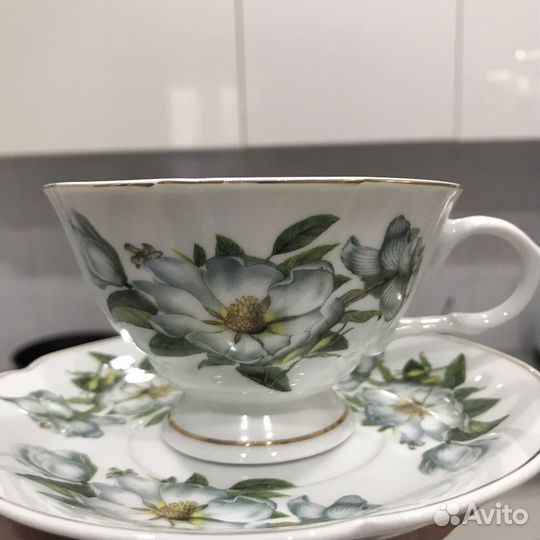 Чайная пара фарфор кружка блюдце