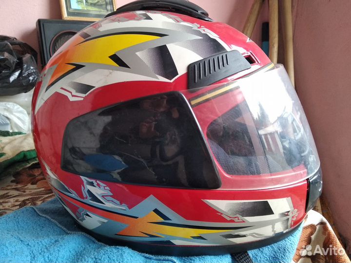 Мотошлем (интеграл) BLD Red Black