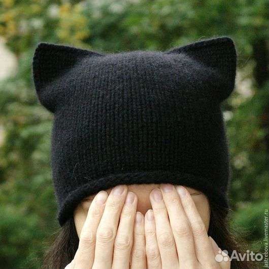 Шапка кошка с ушками демисезон