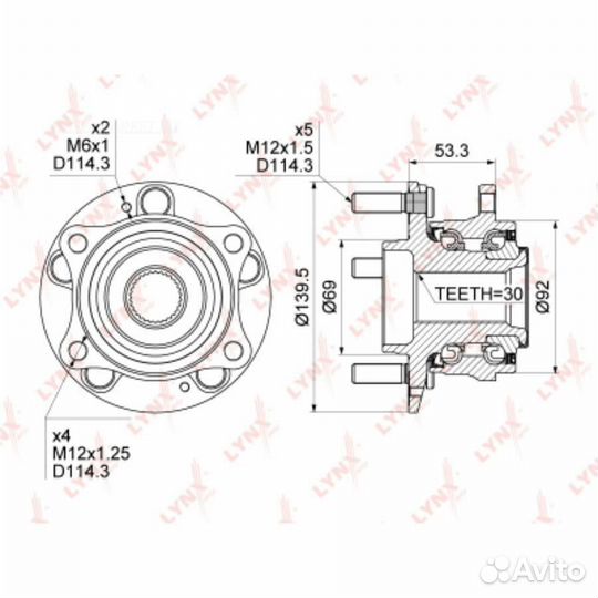 Lynxauto WH-1168 Ступица колеса перед/зад прав/лев