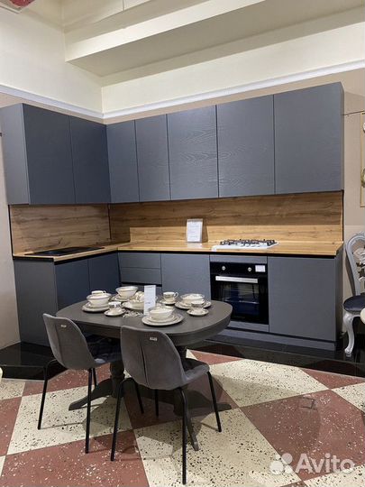 Кухня угловая Мира 3 на 1,54 метра Графит Фабрика