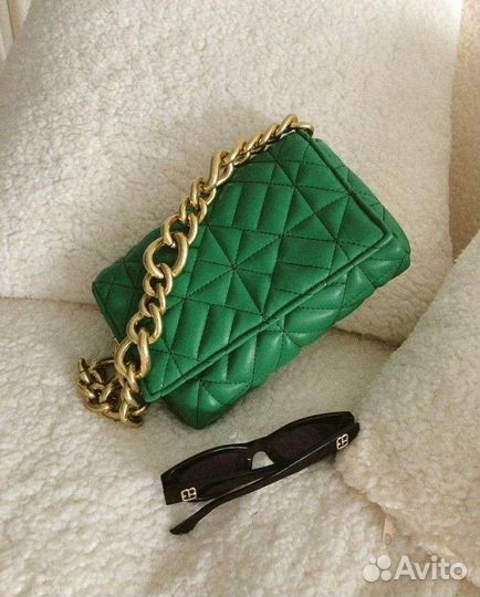 Зеленая стеганая сумка zara оригинал