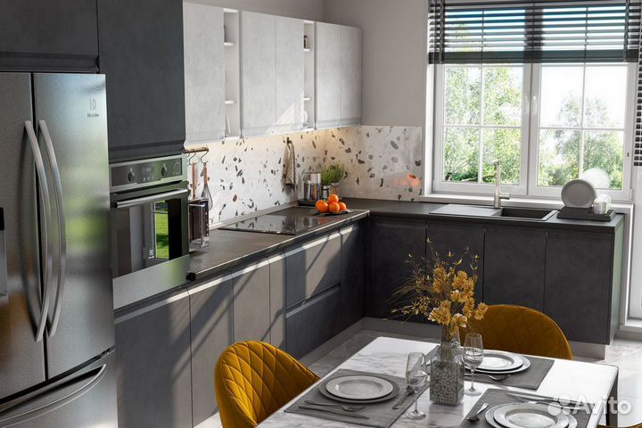 Индивидуальная кухня Вельвет мдф со столешницей