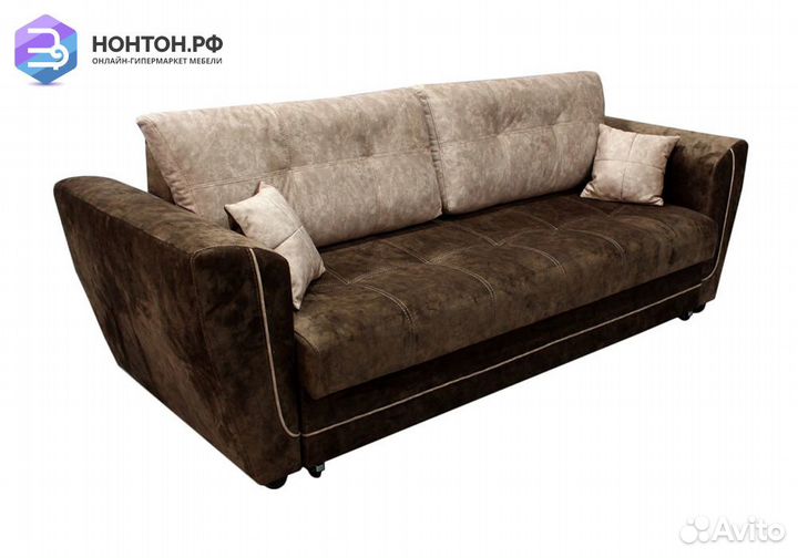 Диван еврокнижка Амстердам бежевый / коричневый