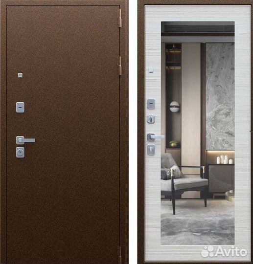 Дверь входная коричневая металлическая Спартак
