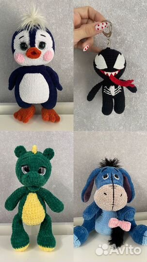 Вяанные игрушки, погремушки, пледы