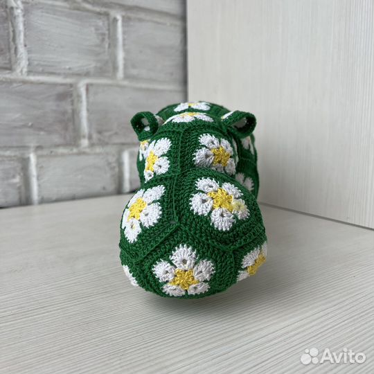 Игрушка вязаный бегемот ручная работа