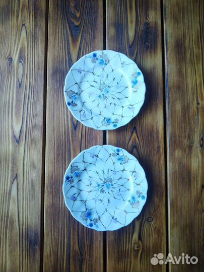 Блюдца васильки золотая сетка лфз СССР