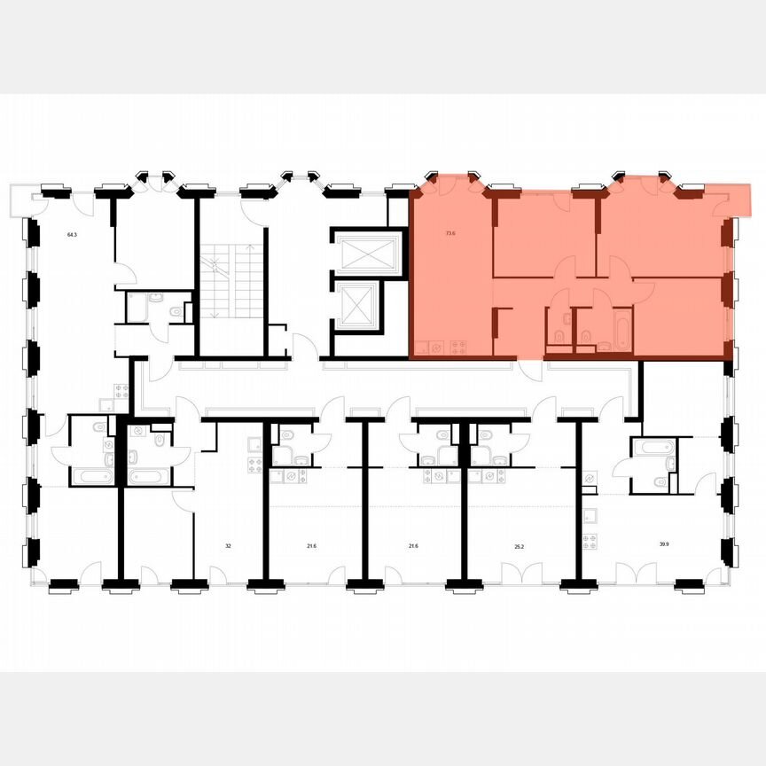 3-к. квартира, 73,6 м², 2/16 эт.