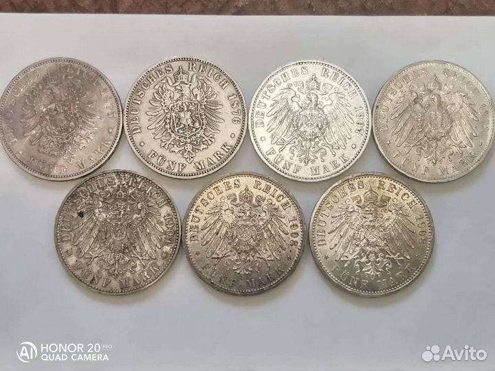 Монеты Германия, Империя 5, 3, 2, 1 Марка