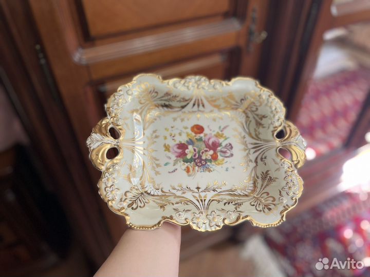 Блюдо фарфор германия квадрат поднос ильменау