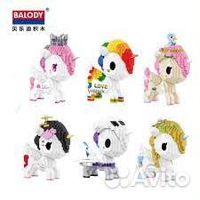 Конструктор 3D из мини блоков Единорог