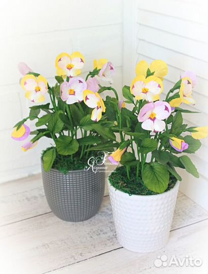 Подарок Композиция Анютины глазки из фоамирана