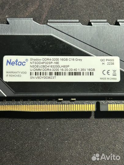 Оперативная память Shadow DDR4-3200 16GB C16 Grey