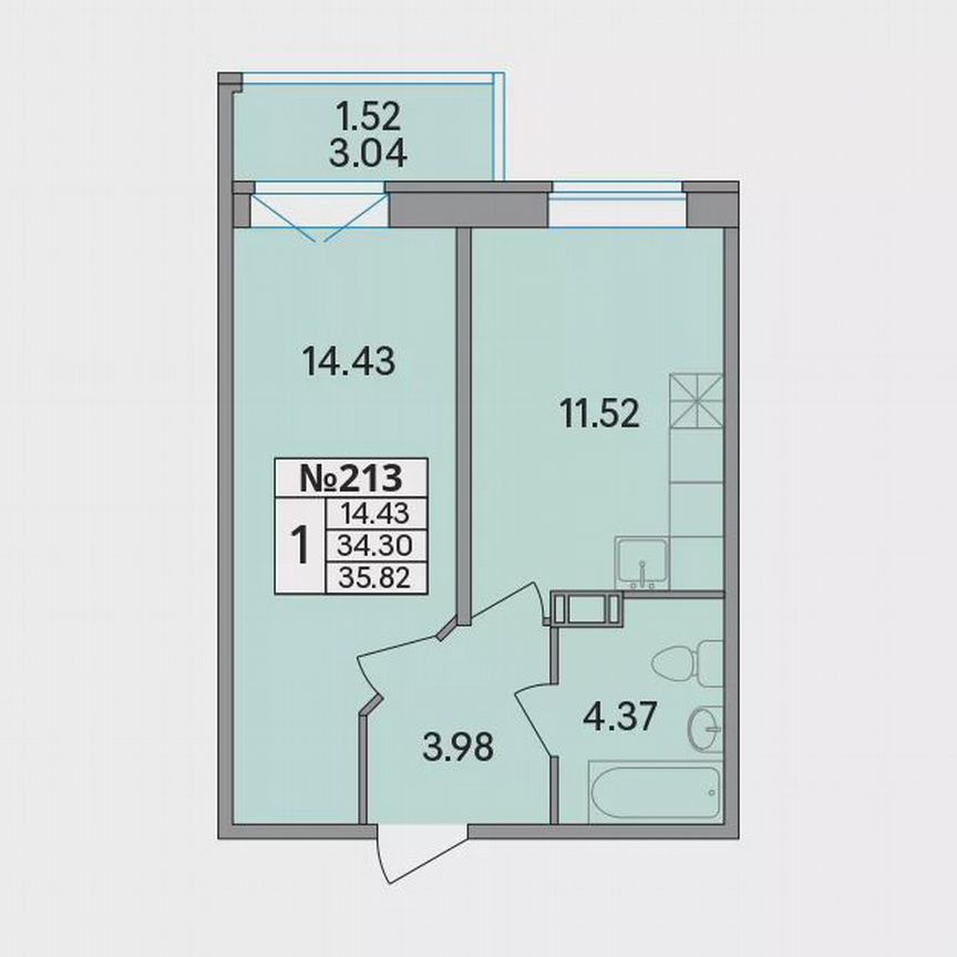 1-к. квартира, 35,8 м², 5/8 эт.