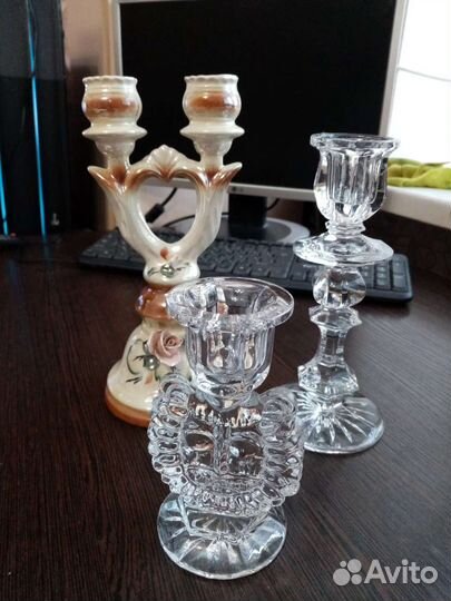 Подсвечники. хрустальные и фарфоровые