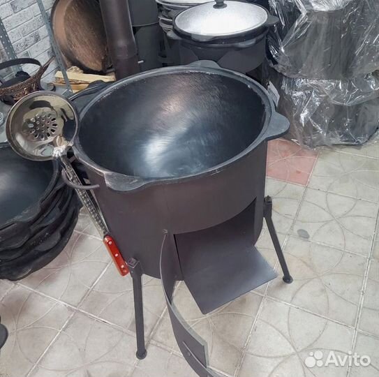 Печка для казана с трубой 2 мм