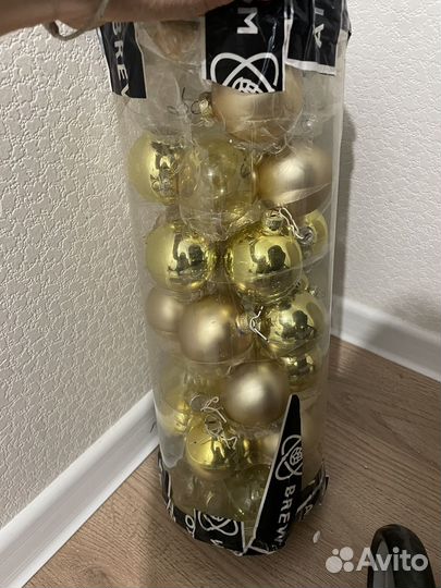 Новогодние шары стеклянные золотые