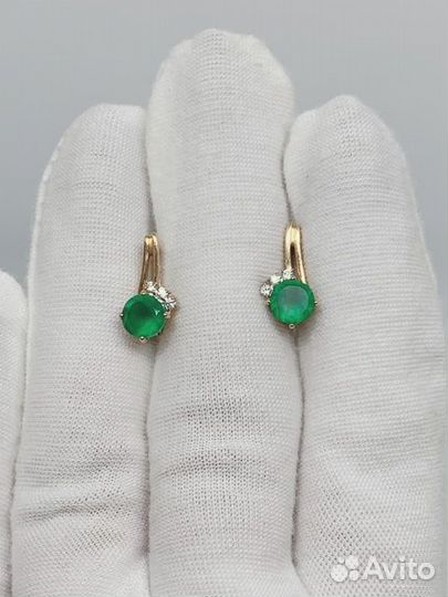 Золотые серьги с фианитом