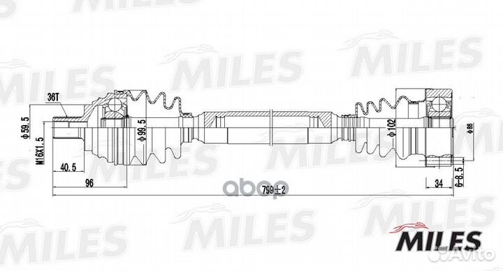 Привод в сборе audi A3/golf 1.6 03- прав. gc02002