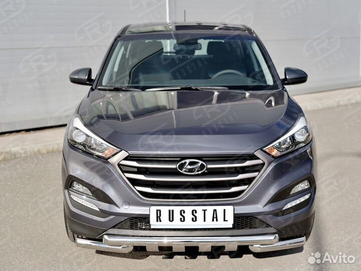 Hyundai Tucson 2015-Защита переднего бампера+клыки