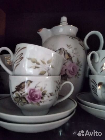 Сервиз кофейный. Соловей и роза.Винтаж.ссср